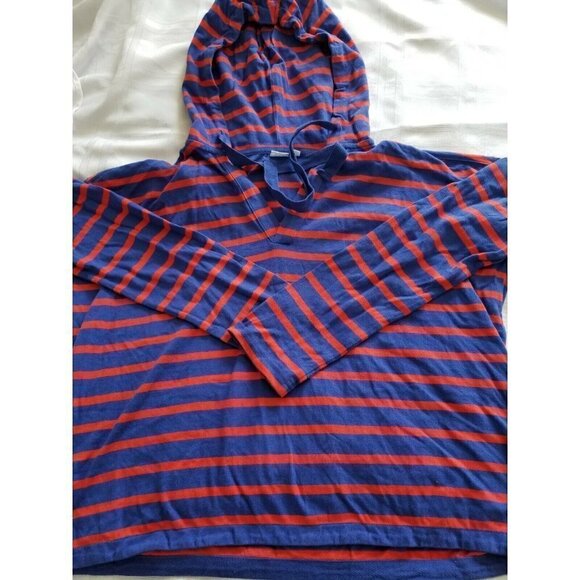 GAP Red Blue Long Sleeve V-Neck Cotton Hoodie Womens Sz (S) - Picture 5 of 14